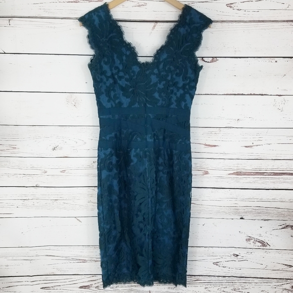 Tadashi Shoji | Embroidered V-neck Lace Dress - Picture 4 of 6